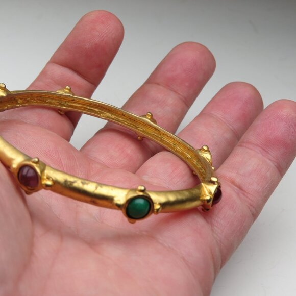 24k Indian Bangle Bracelet Handmade Green Black Onyx-Pearl - Picture 3 of 4